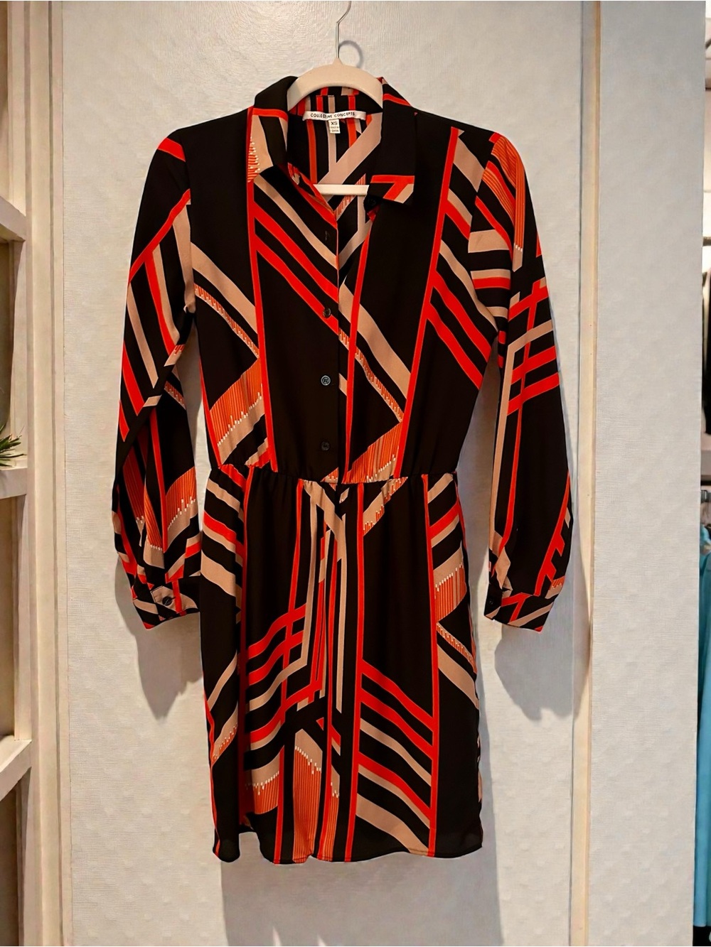 Collective Concepts Red and Black Long Sleeve Dress